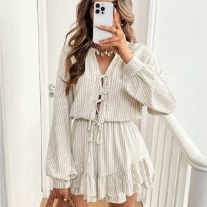 Elegant Cream Striped Dress